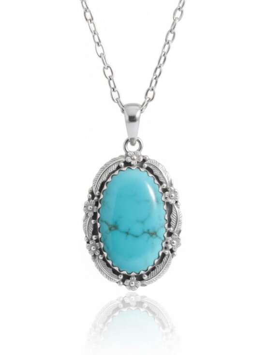 Turquoise Necklace Vintage Boho Pendant Bohemian Western Jewelry Native American